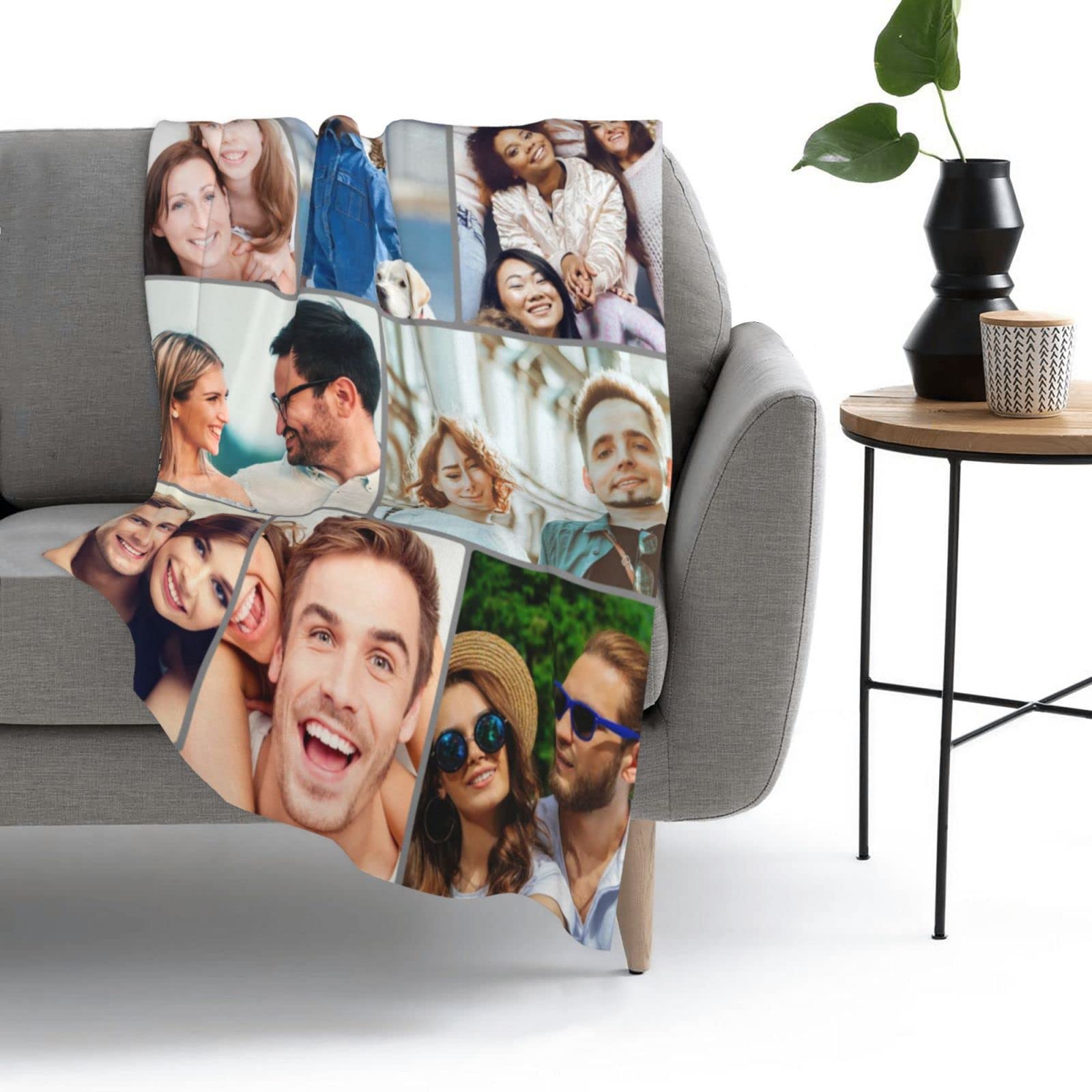 Custom Photo Blanket with Personalized Text - Picture Collage Fleece Throw for Adults, Kids & Family | Pet Blankets for Dogs & Cats | Birthday, Christmas, Halloween Gift (50x40 Inches) - Perfect for Cozy Nights, Family Reunions & Holiday Presents