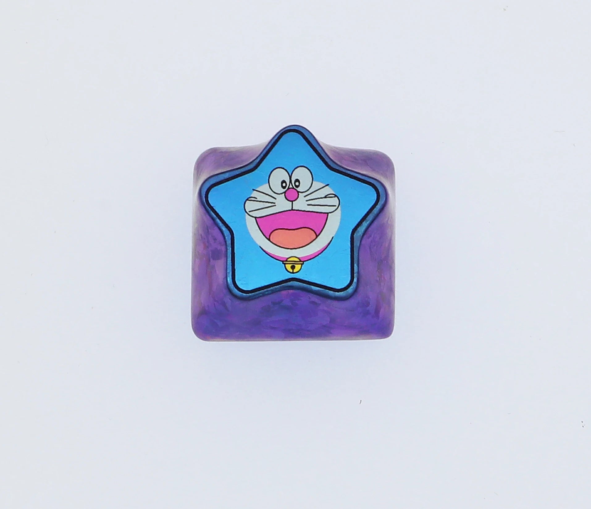 5-Pointed Star Shaped Titanium Alloy Doraemon Keycap - Custom Metal Keycap for Mechanical Keyboards - Unique Anime-Themed Decorative Keycap for Gamers & Collectors