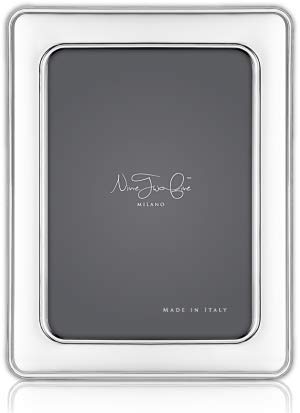 Sterling Silver Picture Frame 5x7 - 925 Silver Photo Frame with Rounded Edge & 1 Inch Border - Wooden Back Display Frame for Wedding, Anniversary & Home Decor