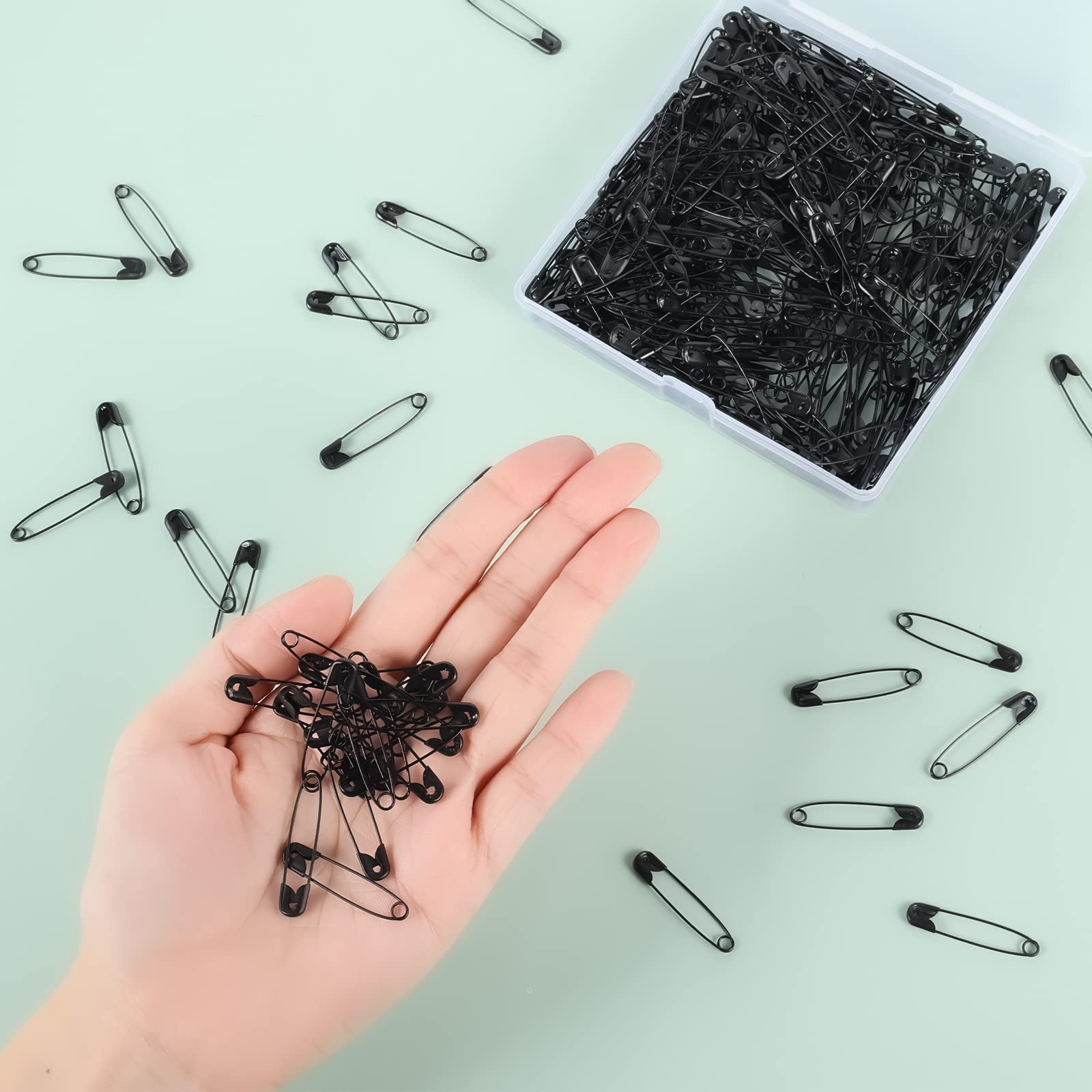 300 Pcs 1.26 Inch Black Metal Safety Pins Bulk - Large 1.26