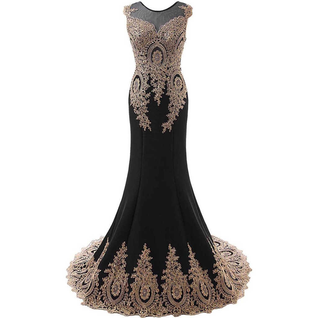 Lemai Women's Elegant Lace Mermaid Evening Gown with Sheer Sweep Train - Formal Prom Dress for Special Occasions | Perfect for Weddings, Galas, and Black Tie Events