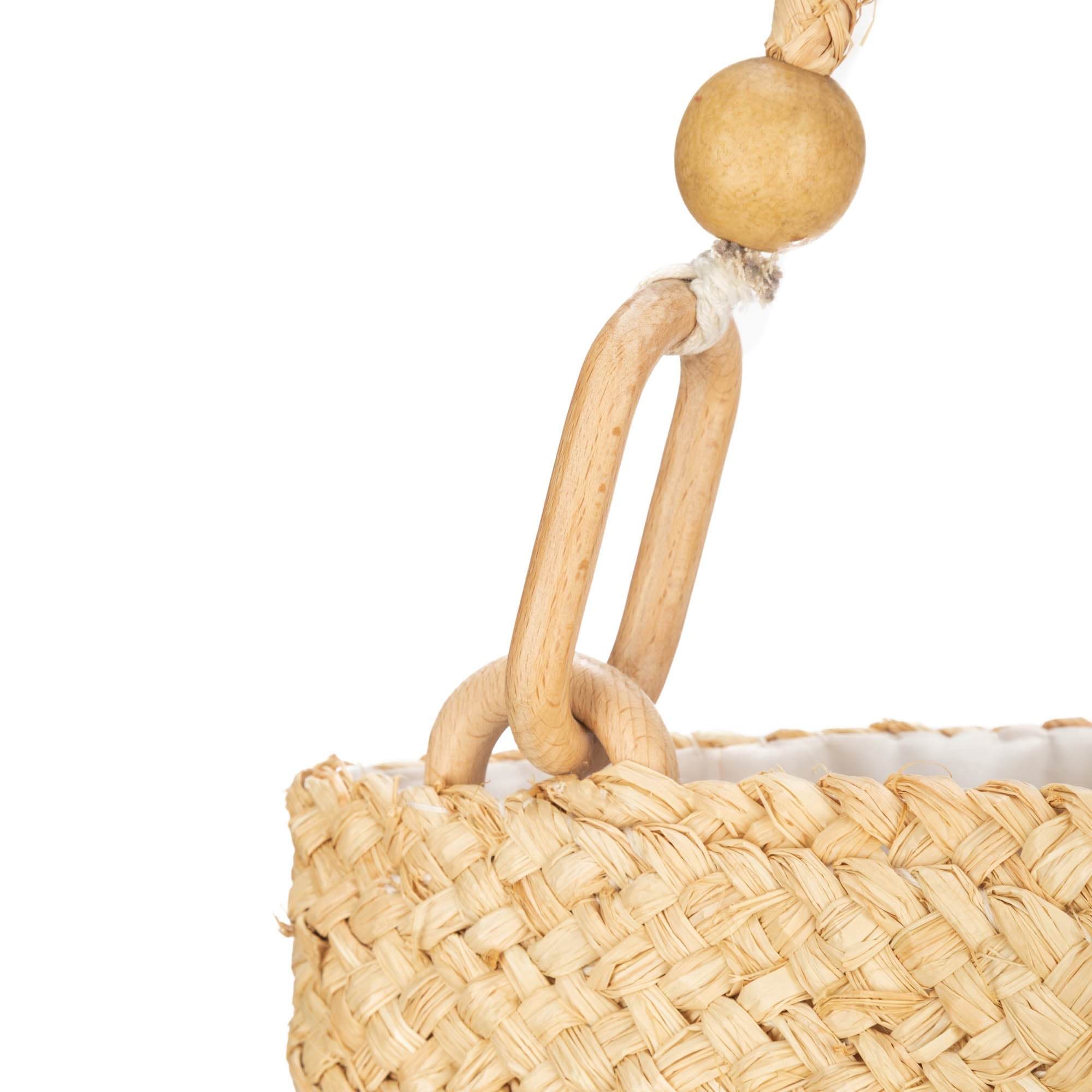 Stylish Woven Bucket Handbag with Wooden Handle - Lightweight Summer Beach Bag for Women, Perfect for Shopping, Travel & Outdoor Activities
