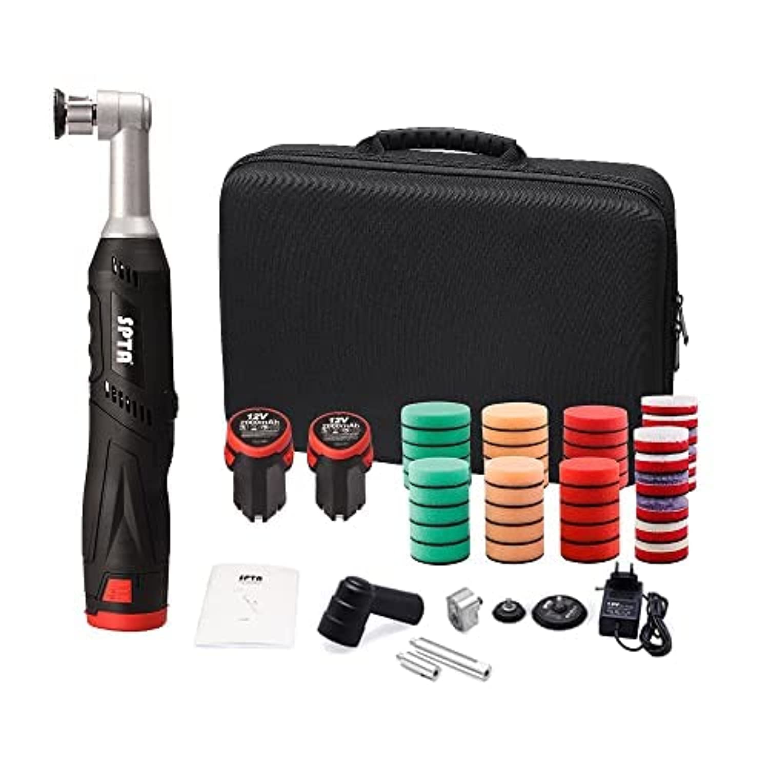 SPTA 12V Cordless Mini Car Polisher - RO/DA Dual Action, Micro Scratches Remover for Polishing, Sanding & Cleaning | Perfect for Car Detailing, RV & Boat Maintenance