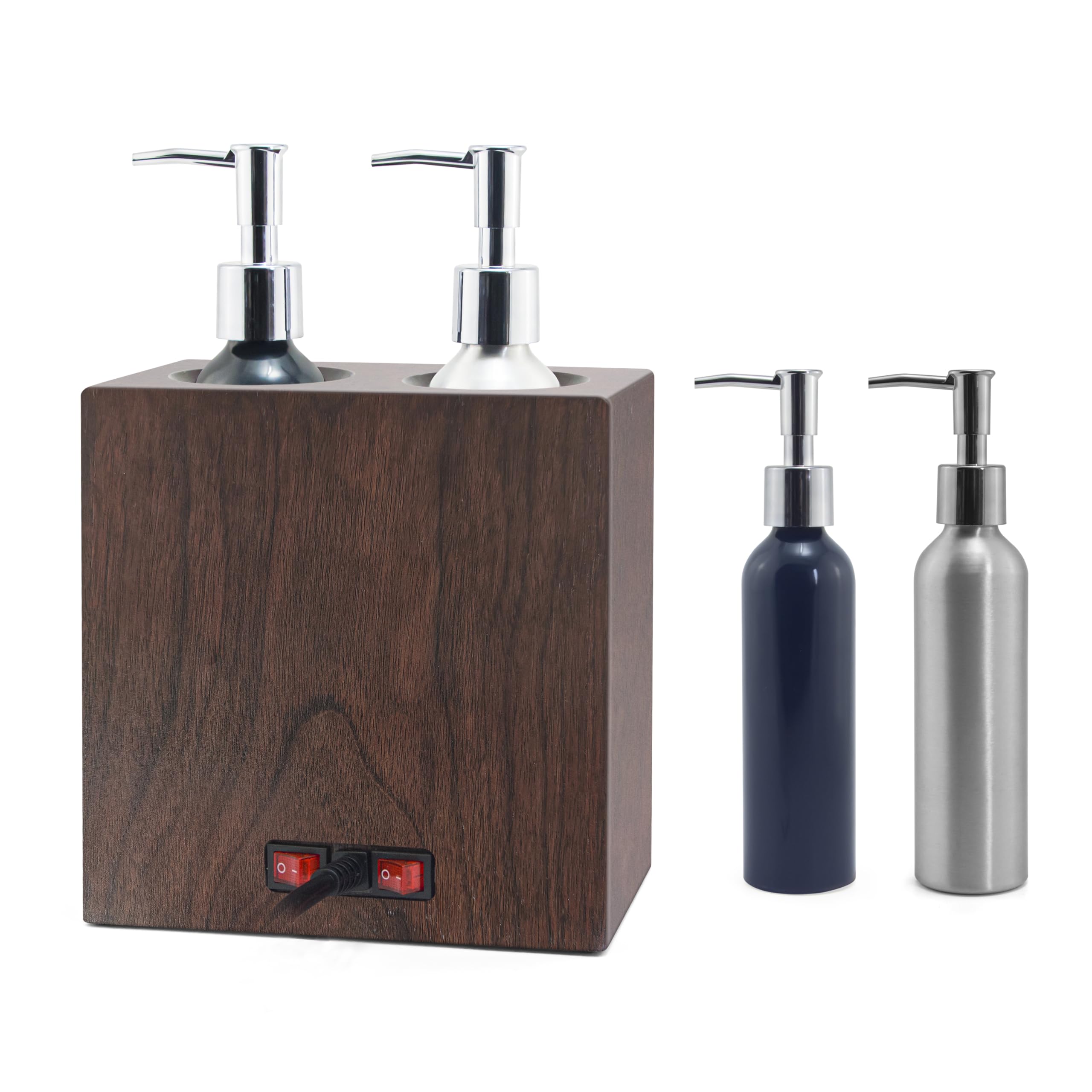 Elitzia Dual Bottle Massage Oil Warmer with Independent Heating Control - 4 Oil Pumps & Lotion Warmer (122-140°F) - Perfect for Spa, Salon, and Home Relaxation Therapy