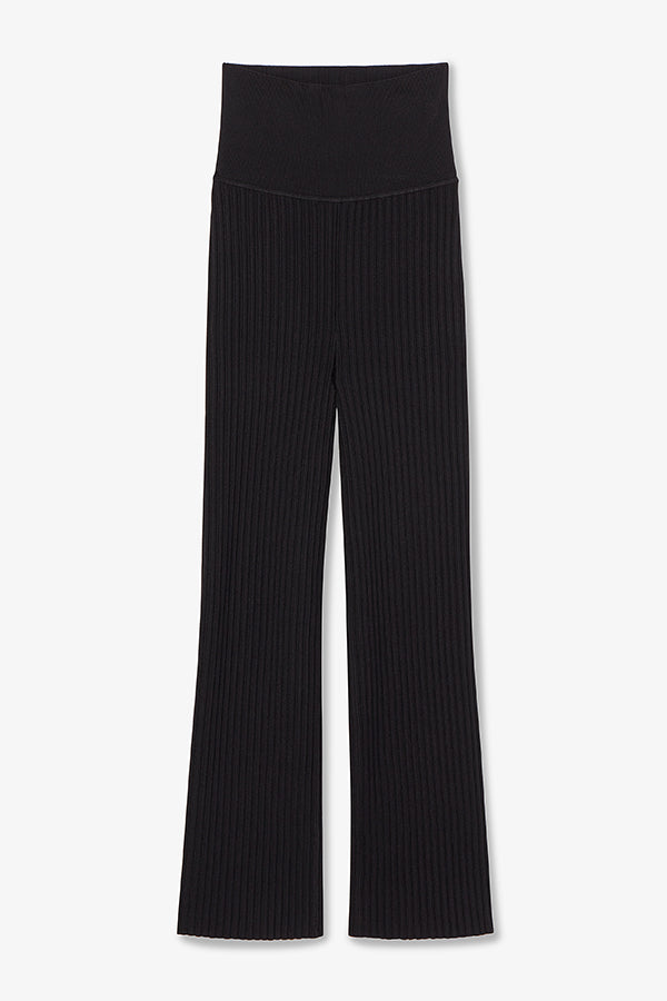Finley Stretch Pant Ribbed Jardigan Knit Pants for Women - Soft Comfortable High Waist Trousers in Black | Perfect for Work, Travel & Casual Wear
