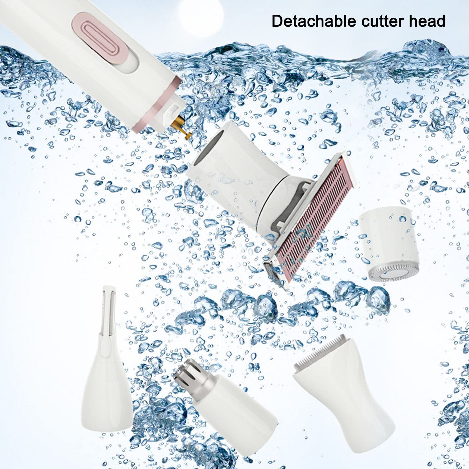 Women's 5-in-1 Electric Razor - USB Rechargeable Shaver with Stainless Steel Heads for Smooth Hair Removal | Perfect for Eyebrows, Nose Hair & Body Grooming | At-Home Salon Experience & Travel Essential