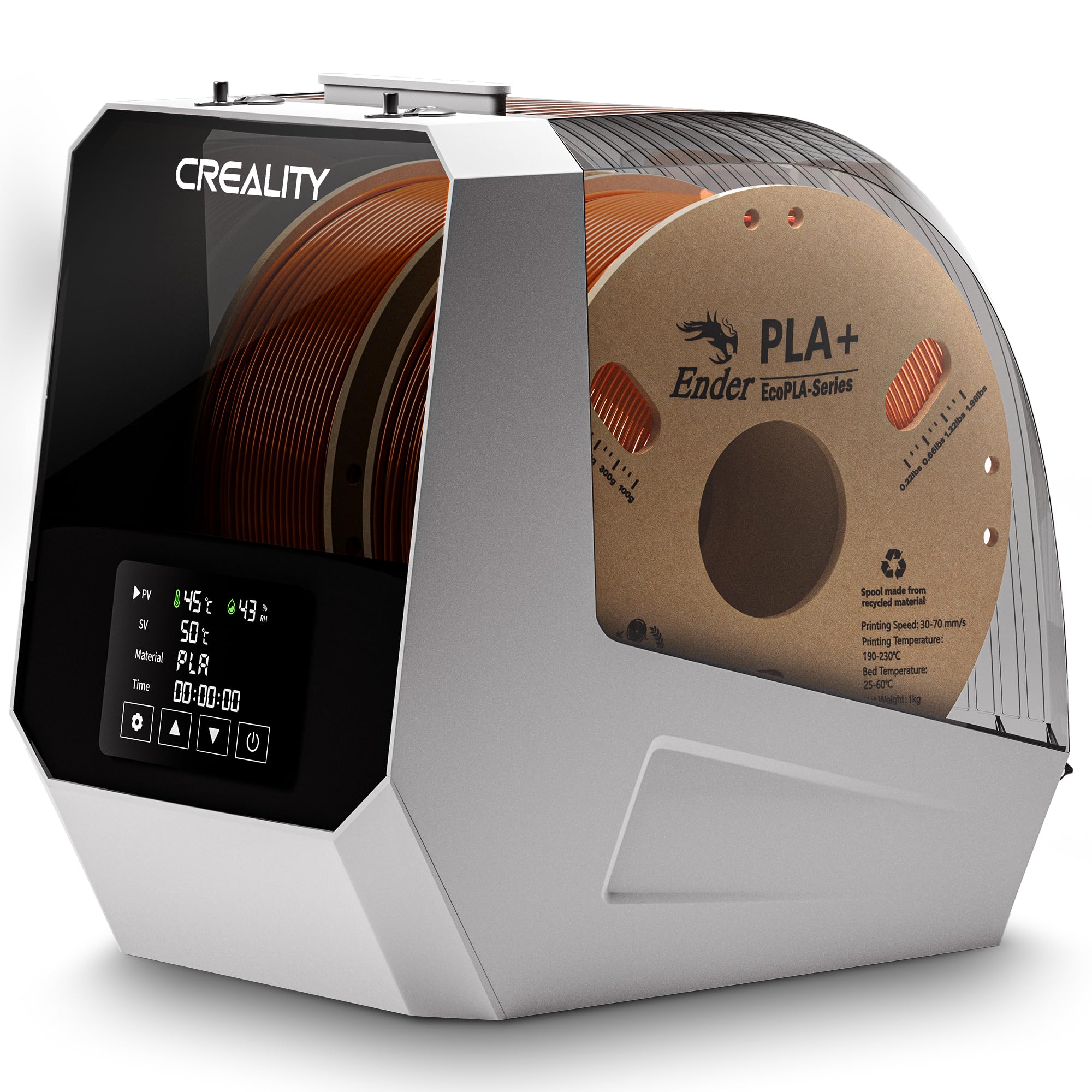 2024 Official Space Pi Filament Dryer Plus - 2 Rolls 3D Printer Filament Storage Box with 360° PTC Fast Heating, 4'' LCD Touch Screen, Dehumidifier for 1.75mm & 2.85mm PLA PETG ABS Filament | Perfect for 3D Printing Workshops, Home Studios & Professional Makers