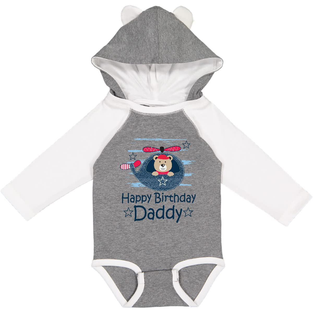 Inktastic Happy Birthday Daddy Outfit - Cute Baby Boy Long Sleeve Bodysuit - Perfect for 1st Birthday Photos & Family Celebrations