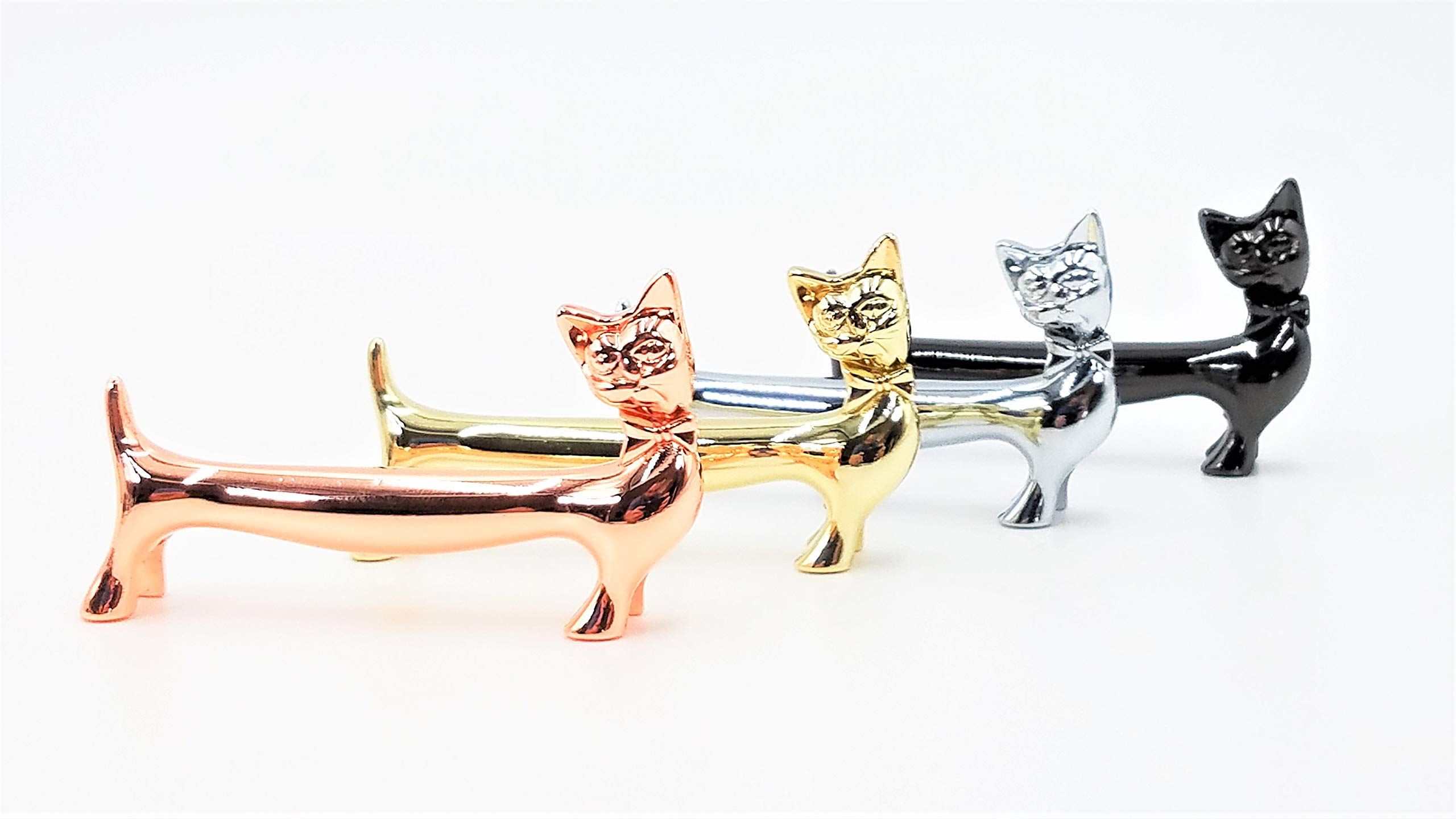 Premium Stainless Steel Cat-Shaped Chopstick & Utensil Rests (Silver) - Elegant Tableware for Asian Dining, Sushi Nights & Home Decor
