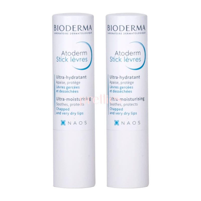 Bioderma Atoderm Ultra Hydrating Lipstick 4g x2 Pack - Long Lasting Moisturizing Lip Balm for Dry & Chapped Lips - Perfect for Winter Care & Daily Hydration