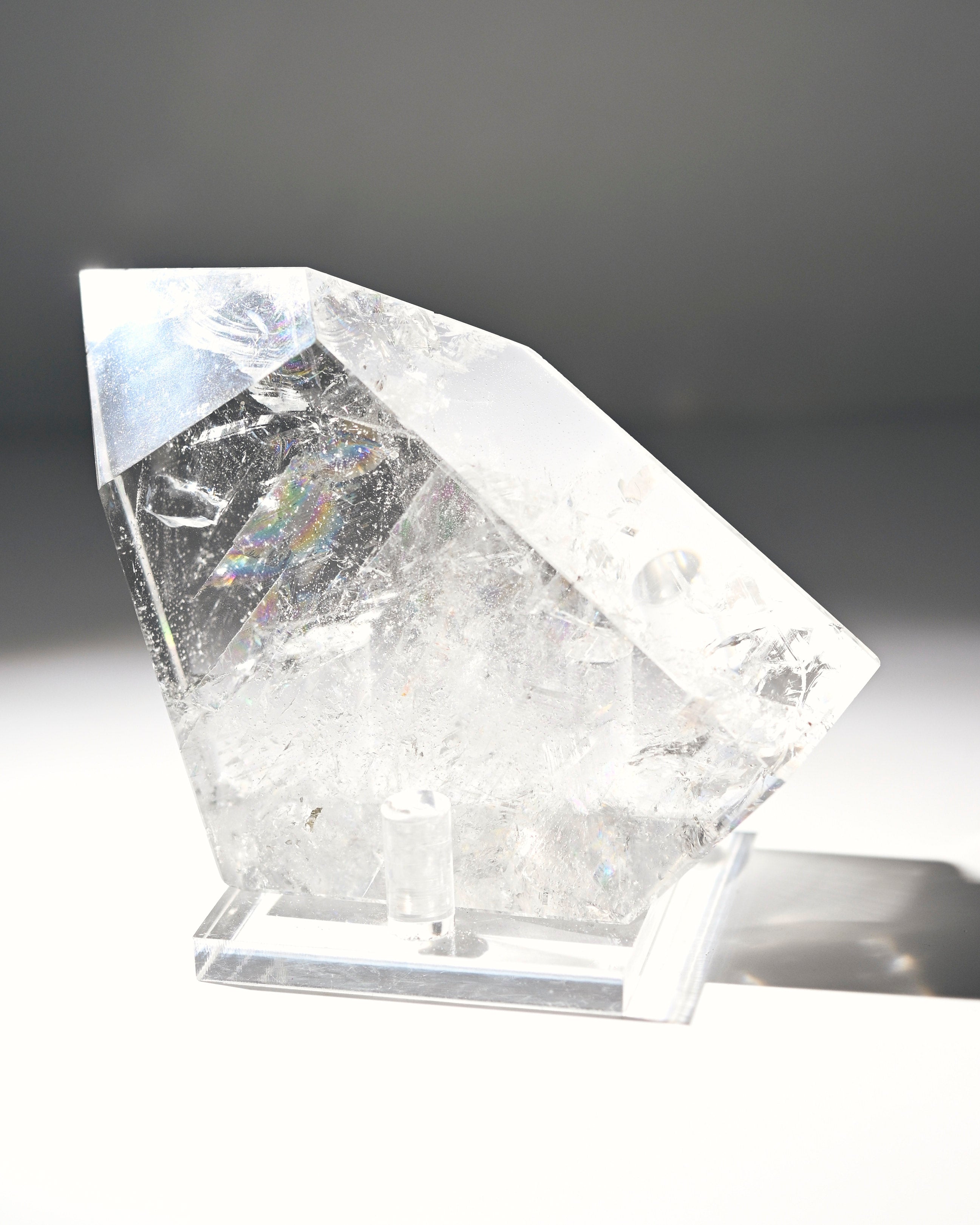 5 Inch Clear Quartz Geometric Crystal with Stand - Perfect for Home Decor, Meditation & Healing | Feng Shui, Office Desk & Gift Idea
