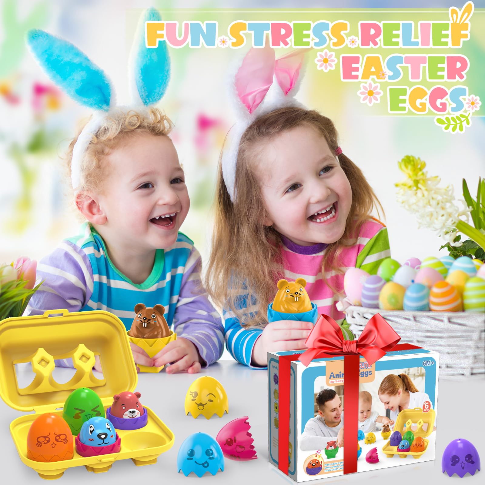 Montessori Animal Matching Eggs Toy for Toddlers 1-3 Years - Easter Basket Stuffers & Learning Sorting Game for Babies 6-18 Months | Perfect for Easter Gifts, Early Childhood Education & Sensory Play