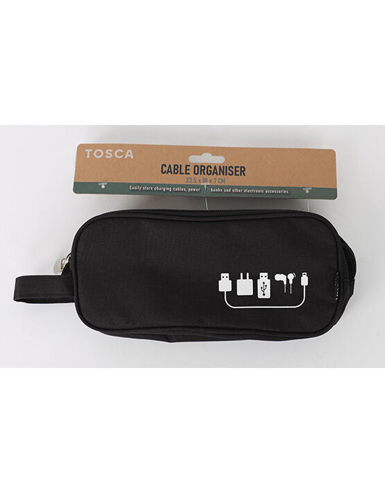 Tosca TCA069 Cable Organizer Travel Bag - Black | Portable Cord Storage for Electronics, Travel & Office Use
