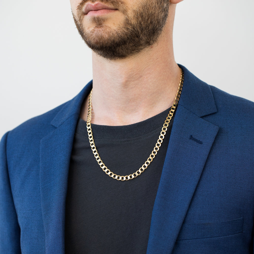 9ct Yellow Gold 55cm Curb Chain Necklace for Men & Women - Elegant Unisex Jewelry Gift for Birthday, Anniversary & Special Occasions