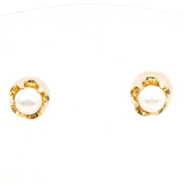 18K Yellow Gold Pearl Earrings for Women - Classic Elegant Stud Earrings for Wedding, Party & Everyday Wear