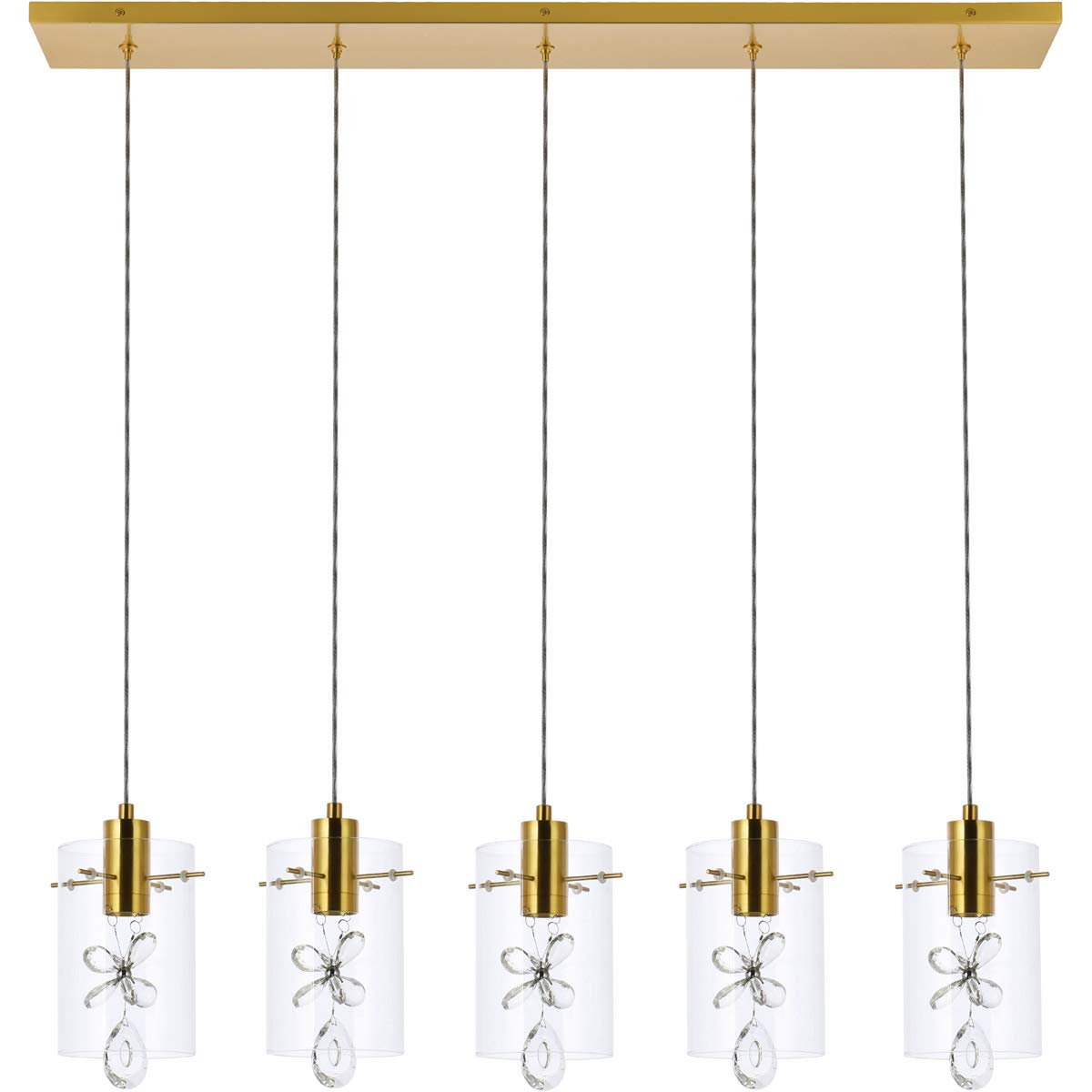 Luxury Hana 5-Light Gold Pendant Light Fixture for Living Room, Kitchen, Bedroom & Hallway - Modern Ceiling Lighting for Dining Room, Foyer & Entryway