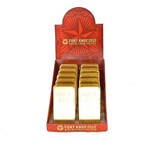 Fort Knox Belgian Milk Chocolate Gold Ingots - 40 Count Box | Premium Chocolate Bars for Gifts, Parties & Desserts | Gourmet Belgian Chocolate Treats