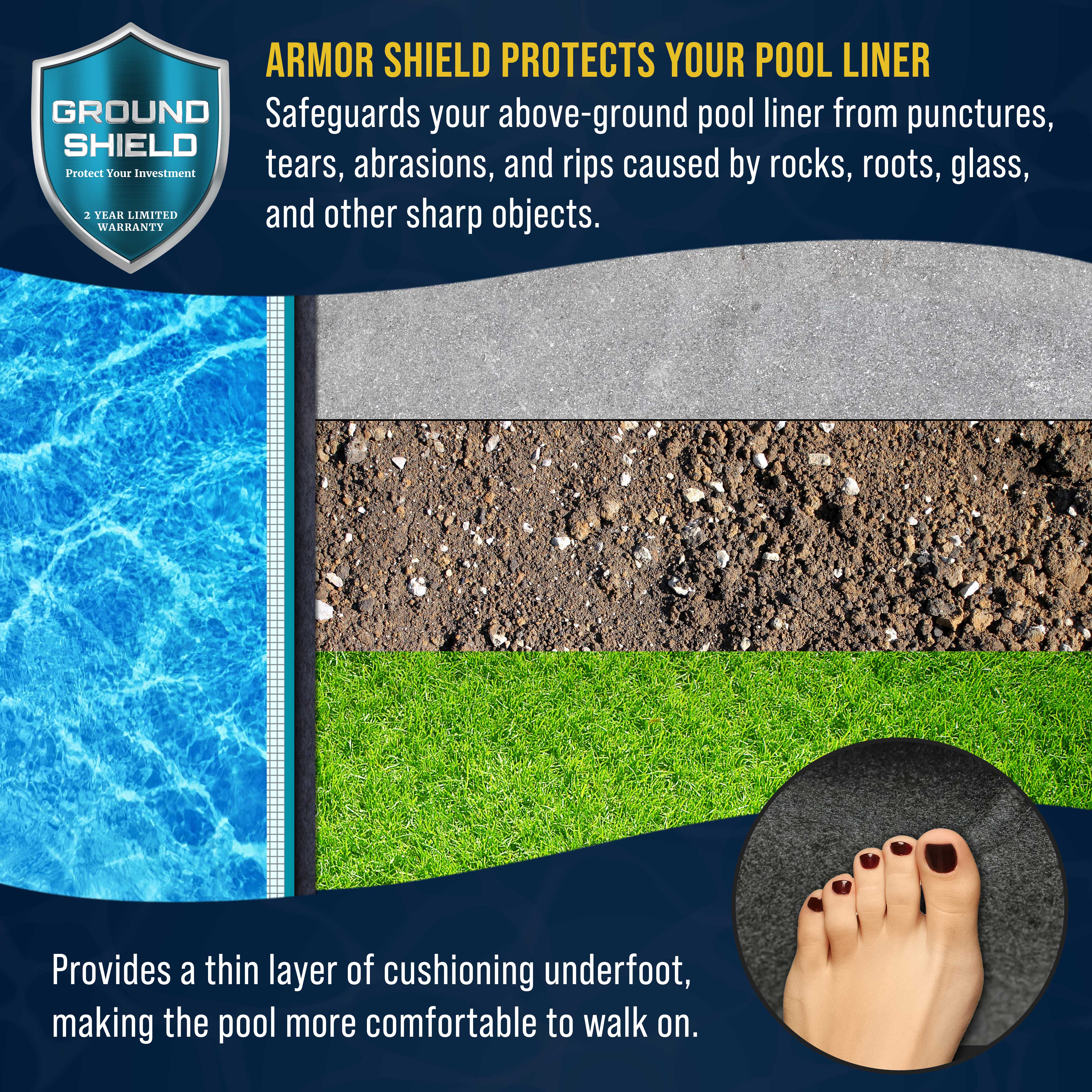 16ft x 32ft Heavy Duty Above Ground Pool Liner Pad - Durable Protection Against Punctures & Tears | Perfect for Rectangle Swimming Pools | Extends Pool Liner Life | Ideal for Backyard, Family Pool & Summer Water Activities