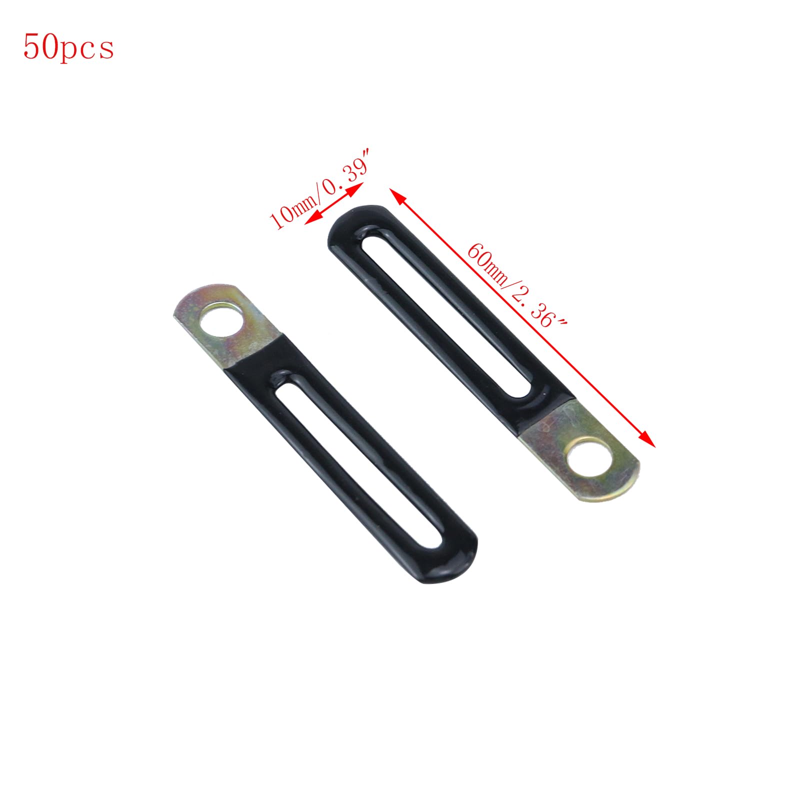 50 Pack Black Bendable Wire Shelf Loop Clips - Flexible Closet Shelf Brackets with Screws (60x10mm/2.36