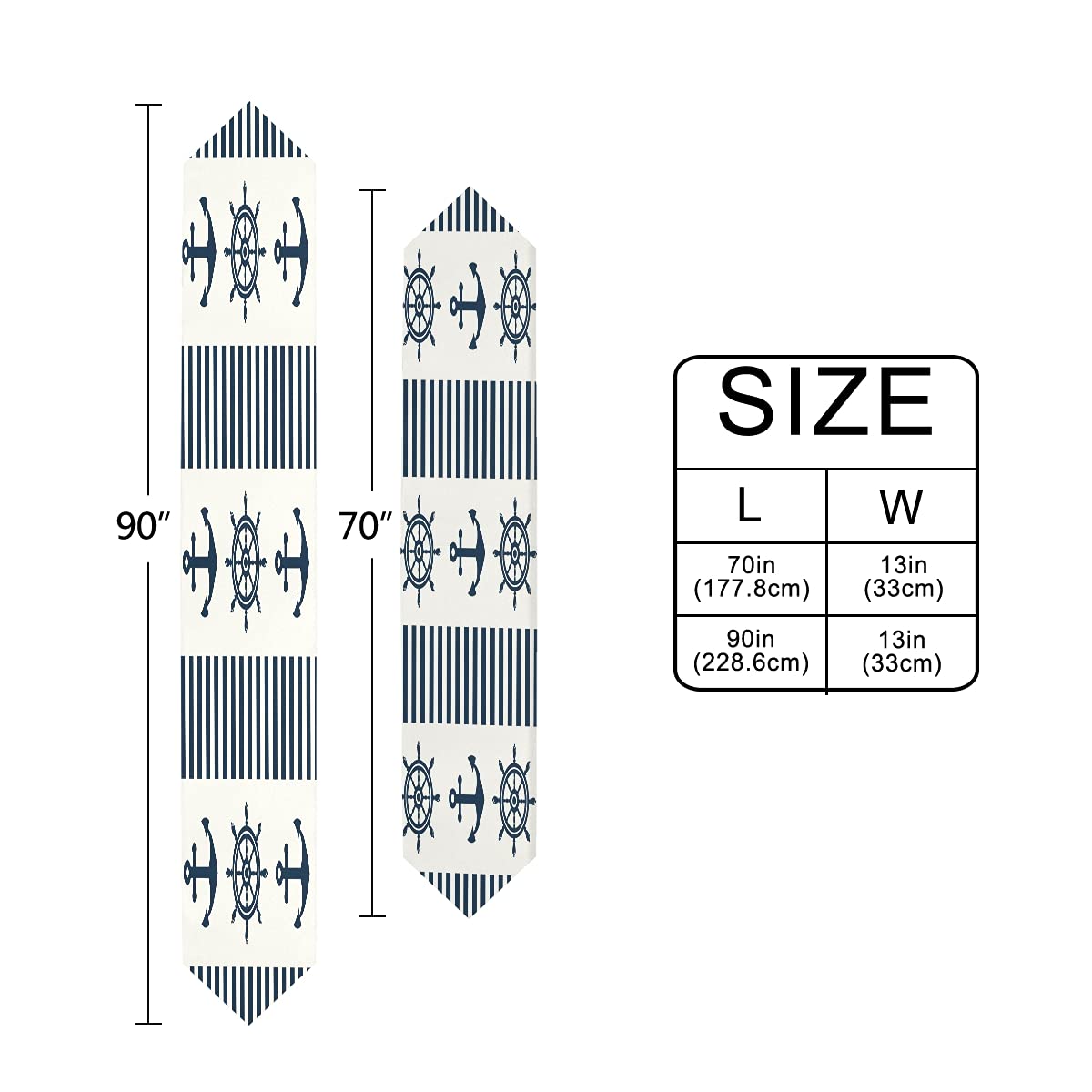 ALAZA Nautical Themed Table Runner - 13x90 Inches Farmhouse Style Decorative Dining Table Cover for Family Dinners, Weddings & Christmas Parties | Machine Washable | Perfect for Coastal, Rustic or Holiday Home Decor