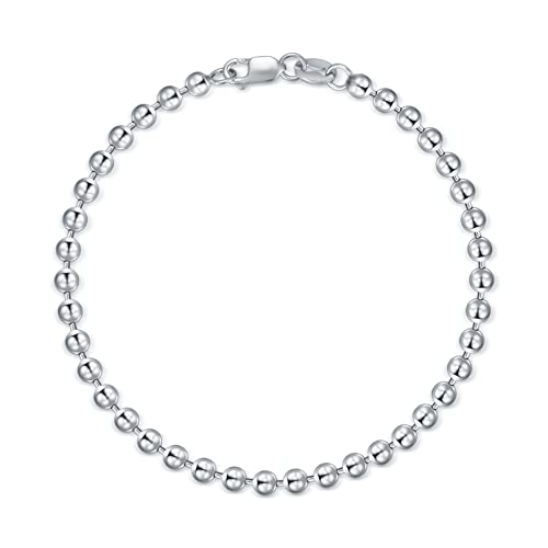 Ball Chain Anklet-3mm White Gold