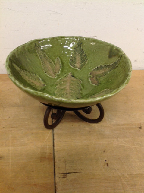 Premium 9-Inch Green Ceramic Bowl with Stand - Elegant Serving Dish for Salads, Snacks & Home Decor | Perfect for Dining, Entertaining & Kitchen Display