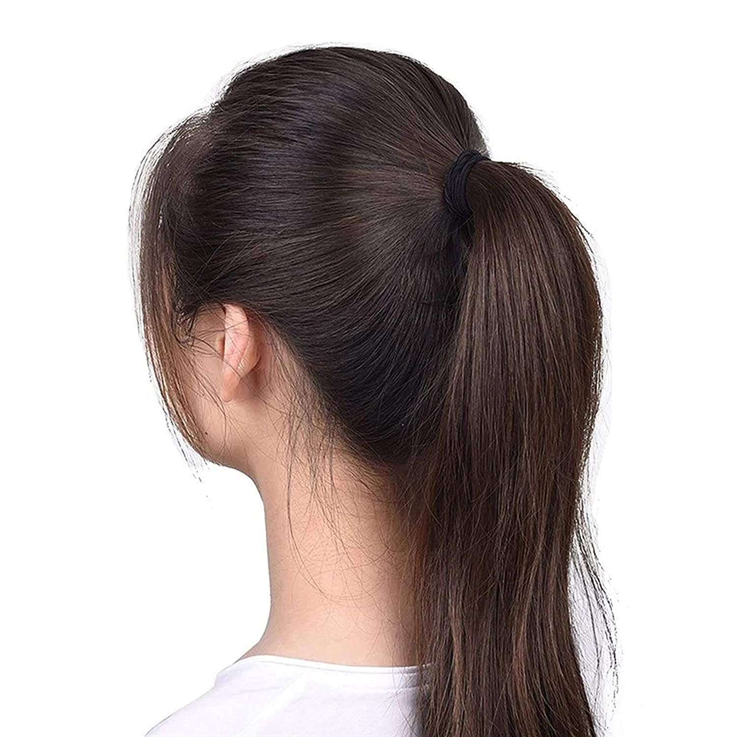 50 Pieces Women's & Girls Ponytail Holders - Black Rubber Hair Elastics for Ponytails, Braids & Bun Hairstyles - Trendy Club Hair Accessories for School, Work & Gym