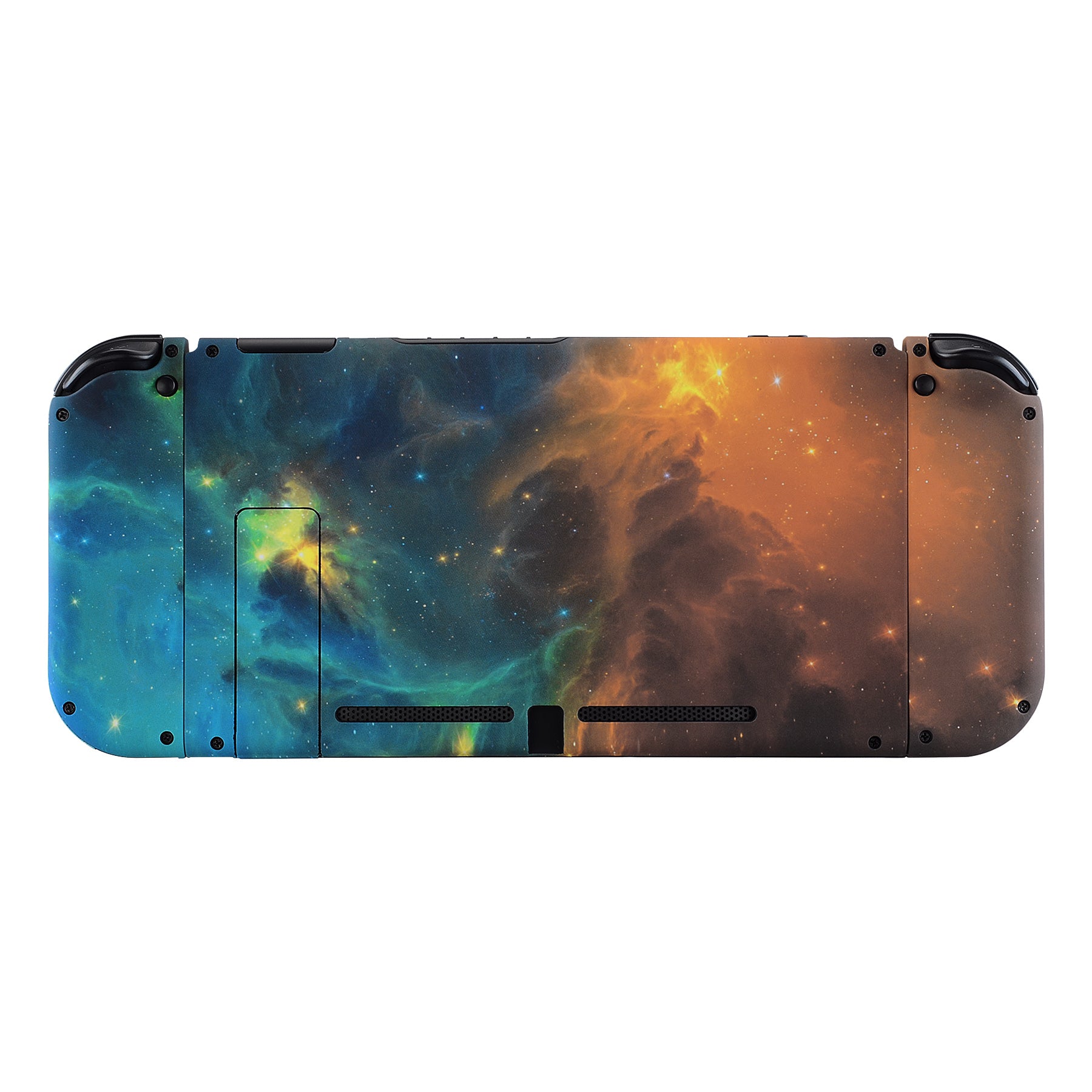 ExtremeRate Soft Touch Grip Gold Star Universe Back Plate & Full Button Set for Nintendo Switch Console & Joy-Con Controllers - DIY Replacement Shell Kit for Enhanced Gaming Comfort | Perfect for Switch OLED/Lite/Regular Models, Gaming Sessions & Custom Mods