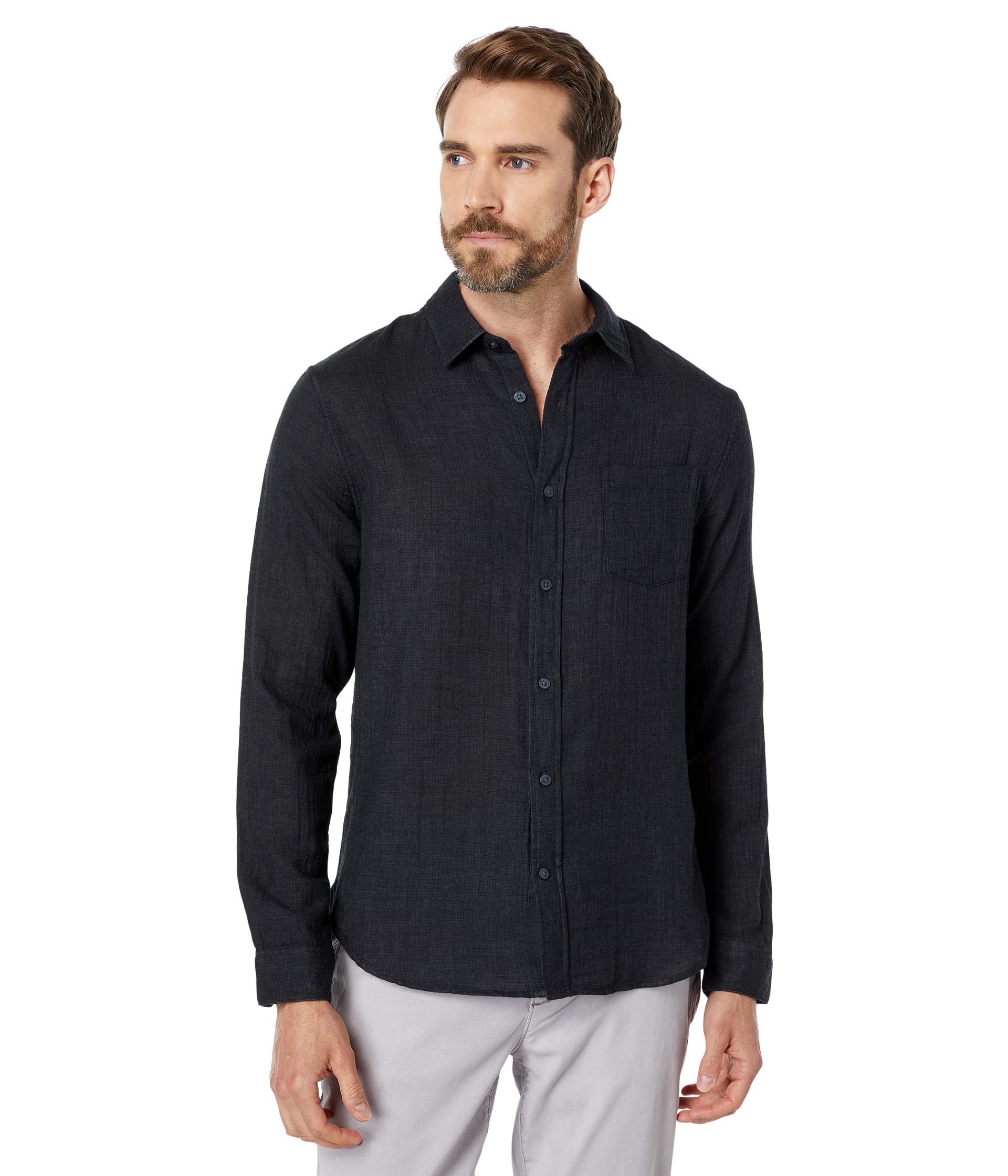 Vince Men's Double Face Long Sleeve Shirt - Premium Comfort Stretch Cotton Dress Shirt for Business & Casual Wear - Perfect for Office, Date Night & Formal Occasions
