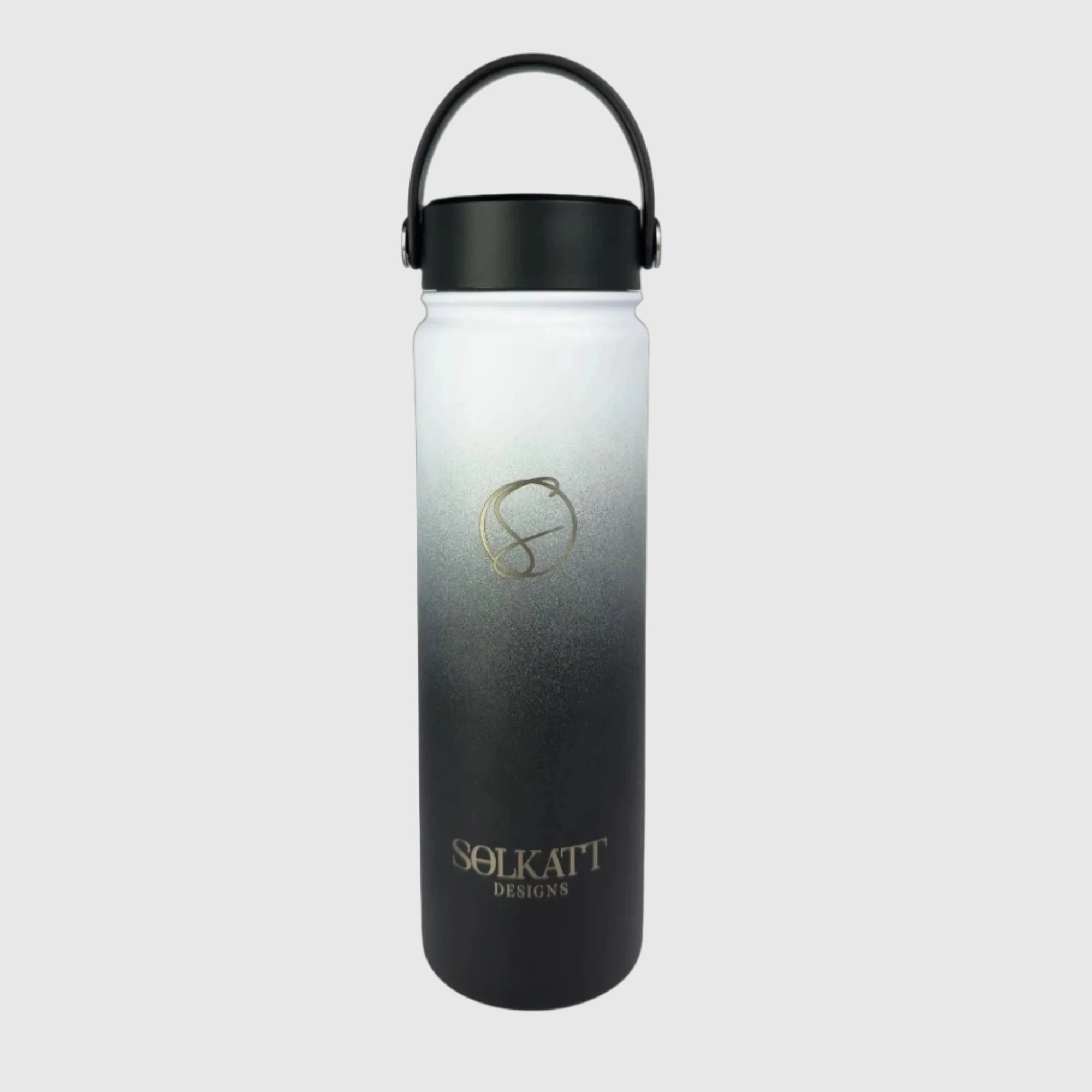 Premium 650ml (22oz) Stainless Steel Insulated Water Bottle - Midnight Black - Keeps Drinks Hot/Cold for 24 Hours - Perfect for Gym, Hiking, Office & Outdoor Activities