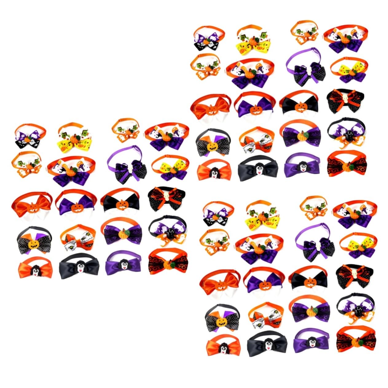Kisangel 3-Pack Adjustable Dog Collars for Medium Dogs - Bowknot Collar with 20 Halloween Accessories | Perfect for Pet Costume Parties & Holiday Dress Up