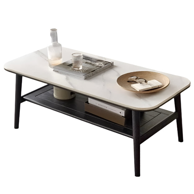 Solid Oak Wood Slate Coffee Table - Rustic Modern Living Room Furniture for Home Decor & Relaxation