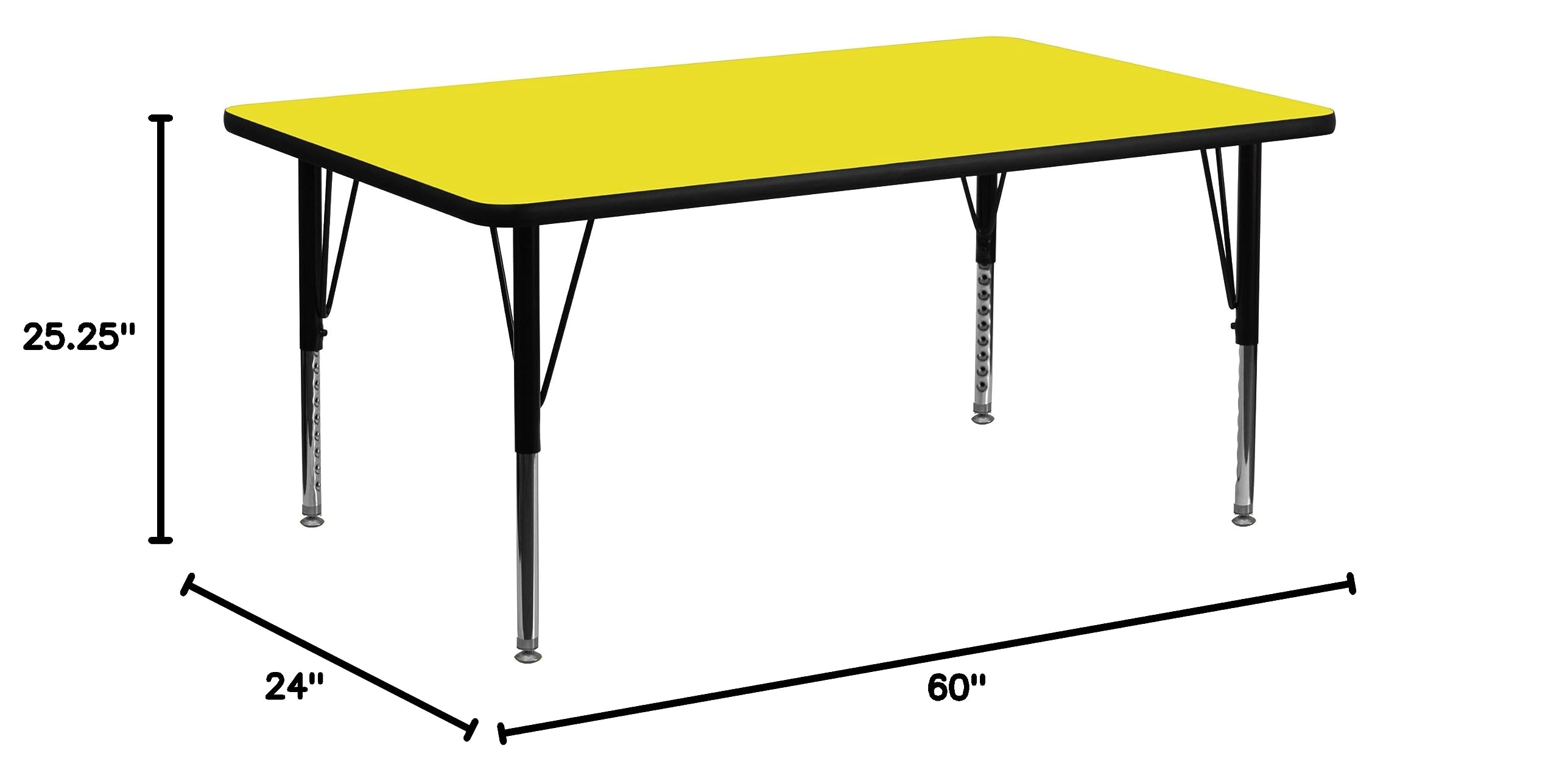 EMMA + OLIVER 24x60 Inch Yellow HP Laminate Preschool Activity Table - Durable Kids Learning Table for Classroom, Daycare & Homeschool Activities