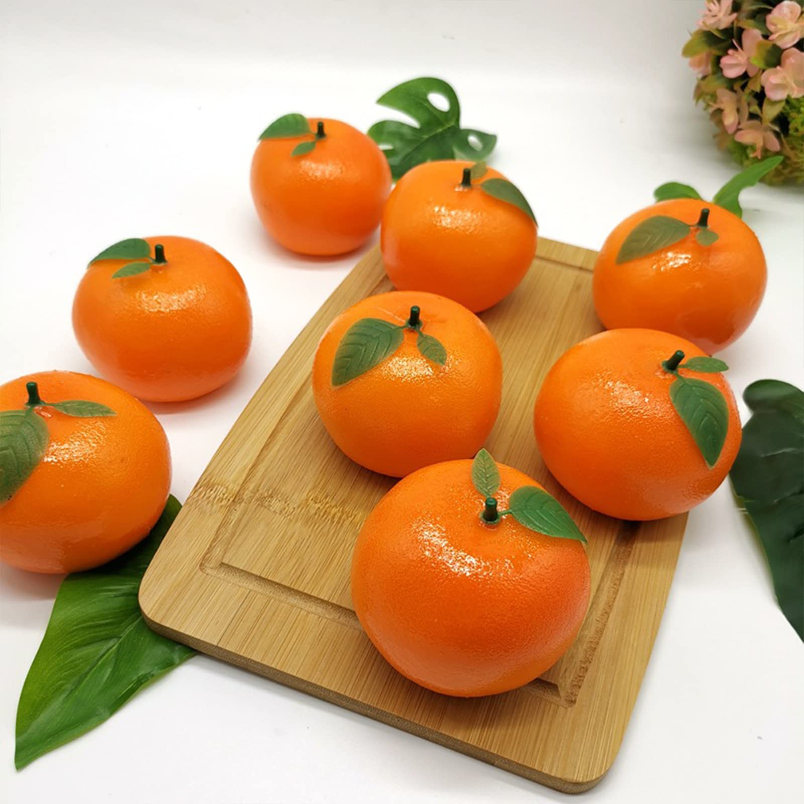 8 Pack Artificial Oranges - Fake Simulation Fruit Decor for Home, Shop, Office, Hotel & Supermarket - Realistic Faux Orange Props for Table Centerpieces, Window Displays & Decorative Arrangements