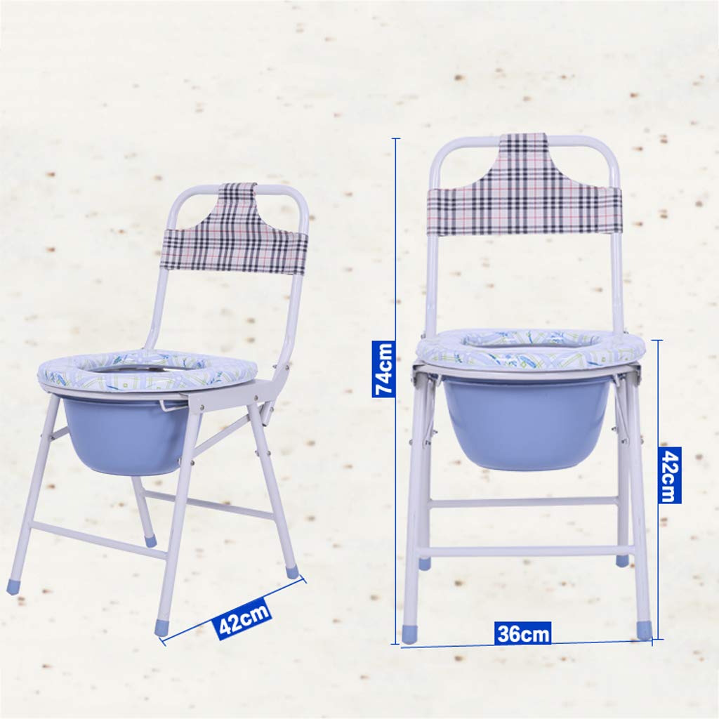 Portable Folding Commode Chair with Handles & Bucket - Adjustable Height Bedside Toilet Seat for Adults, Elderly & Handicap - Non-Slip Leg Pads for Safety - Ideal for Home Care, Post-Surgery & Pregnancy Use