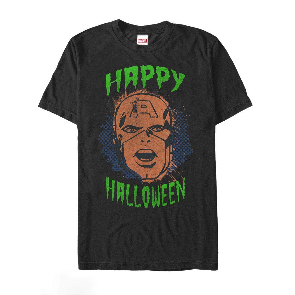 Marvel Men's Happy Halloween Captain America T-Shirt | Officially Licensed Superhero Costume Tee | Perfect for Cosplay, Halloween Parties & Comic Conventions