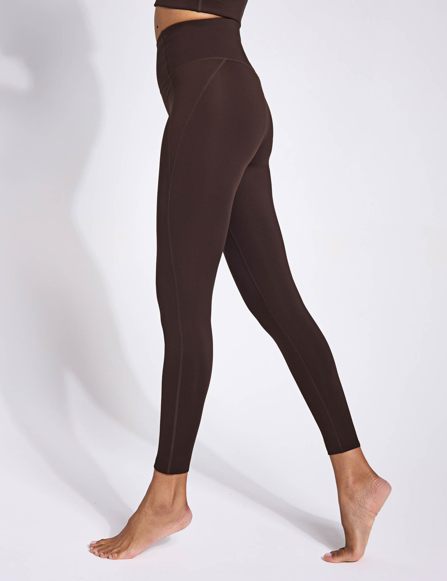 High Waisted Compression Leggings for Women - Cocoa Brown - Tummy Control Workout Yoga Pants for Running, Gym & Lounge
