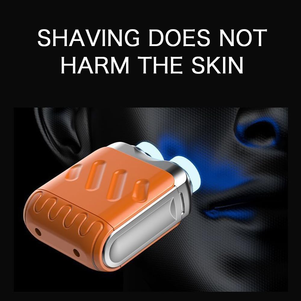 Mini Electric Shaver for Men - Rechargeable Dual Blade Waterproof Razor with LED Power Display | USB Fast Charging, Compact Travel Size | Perfect for Home, Travel & Gym Use (Orange)