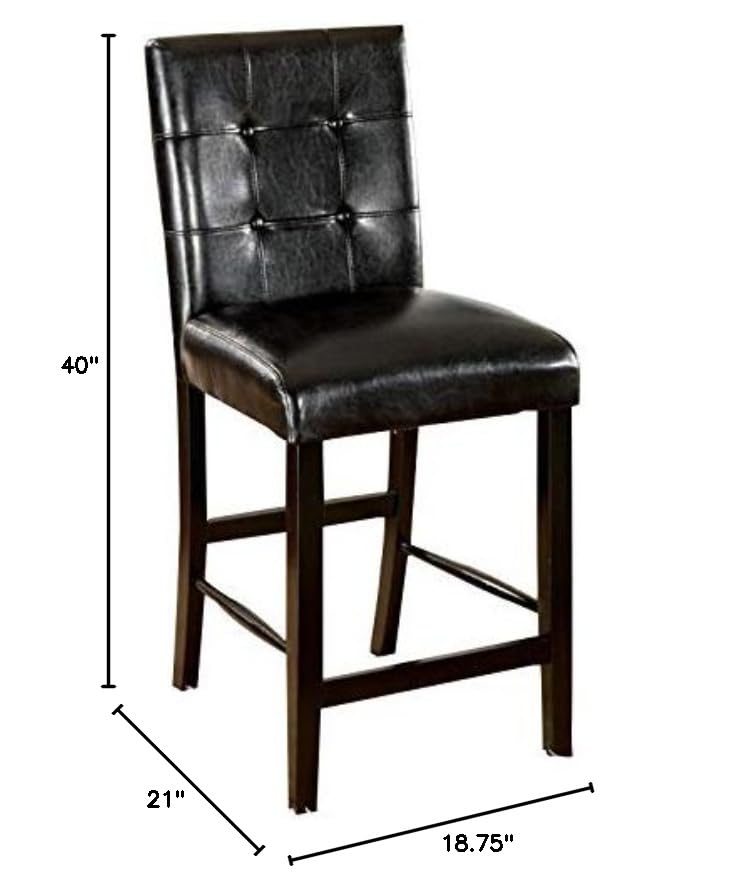 Taveren Padded Leatherette Counter Height Bar Stools Set of 2 - Black PU Leather Kitchen Island Chairs for Dining Room, Breakfast Nook & Home Bar
