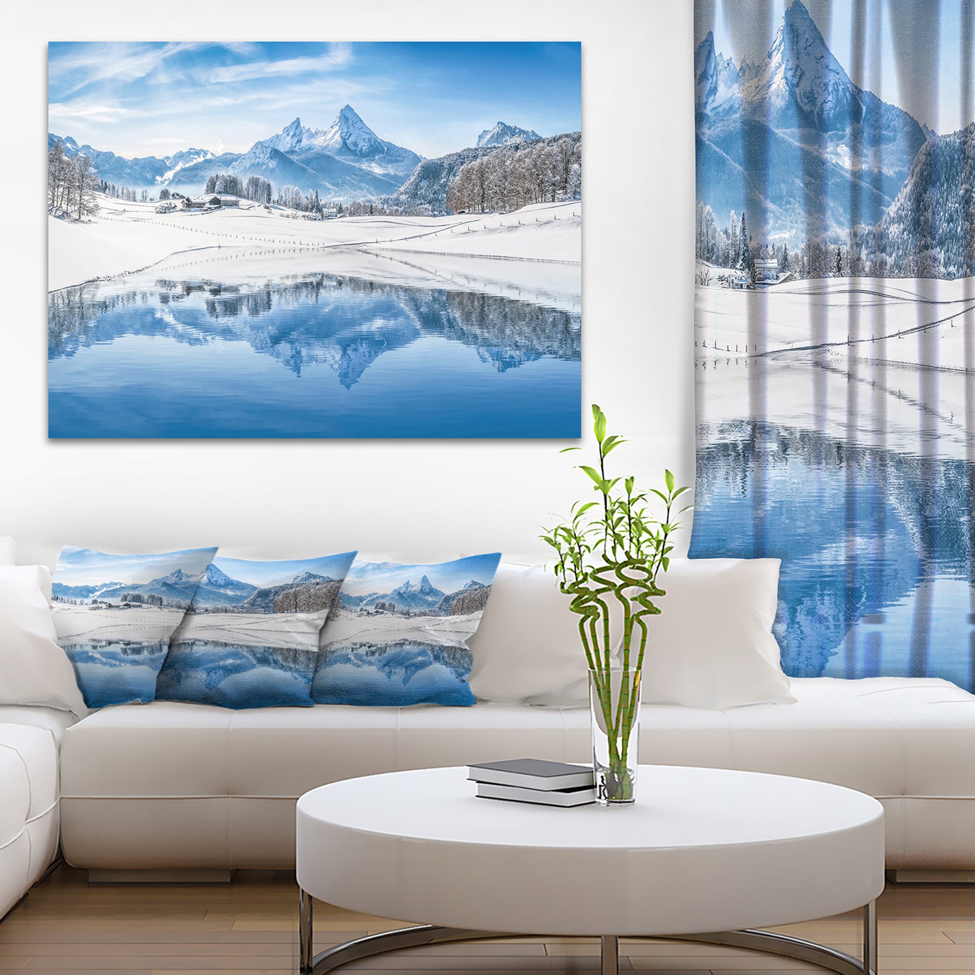 Stunning Icy Winter Mountain Alps Landscape Photography Canvas Print - Perfect for Living Room, Bedroom & Office Wall Decor