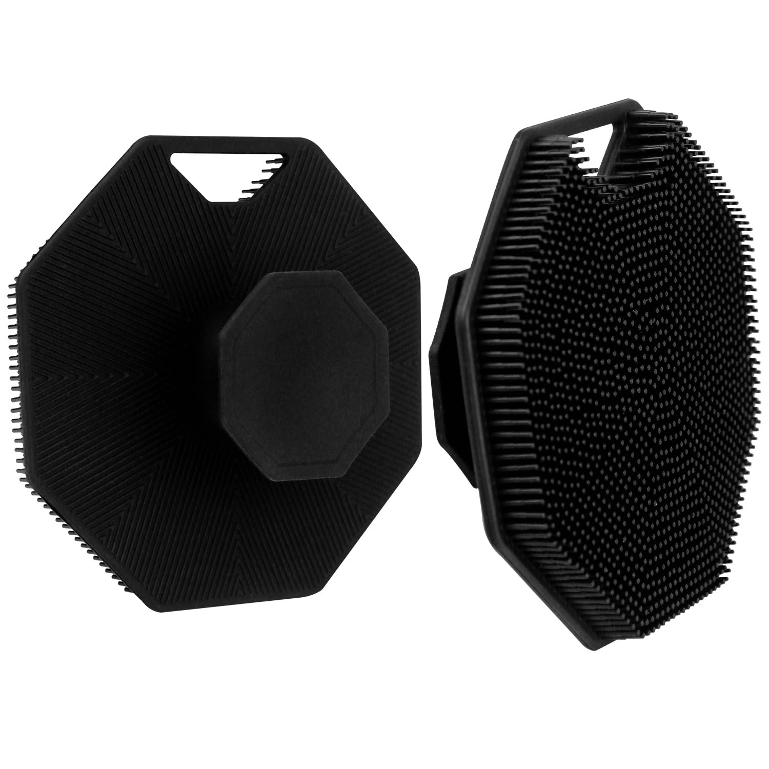 LEILA Silicone Exfoliating Body Scrubber - Reusable Shower Loofah for Deep Cleansing & Dead Skin Removal - Travel-Friendly Bath Brush (Black) - Perfect for Men's Gifts, Spa Days & Sensitive Skin Care