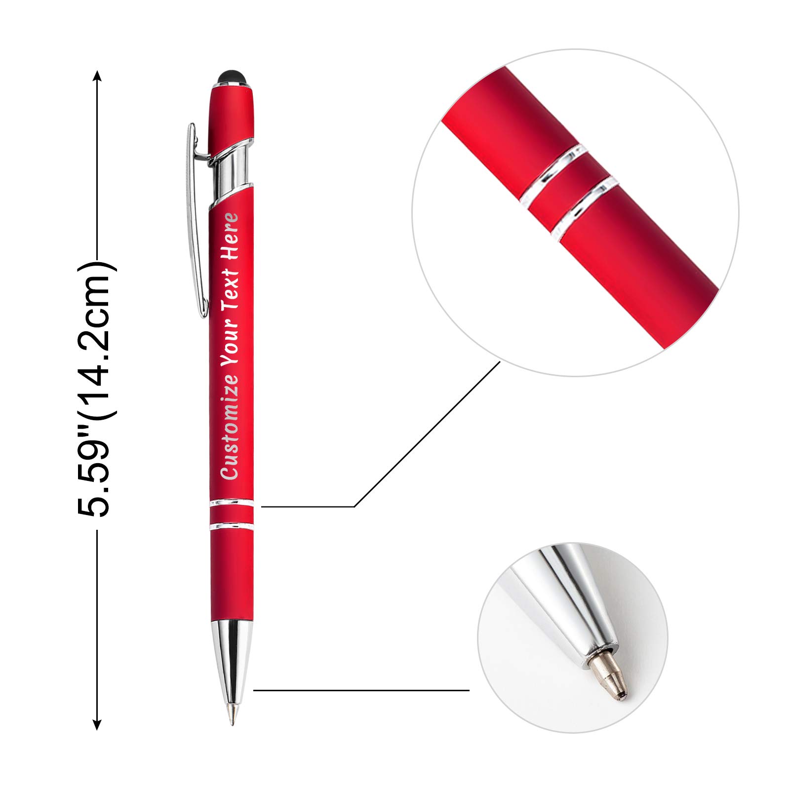 Custom Engraved Ballpoint Pens with Stylus - Personalized Bulk Pens for Business, Wedding, Graduation Gifts - Name/Logo Engraving - 12/24/48/96 PCS Black Ink - Perfect for Corporate Events, Promotions & Special Occasions