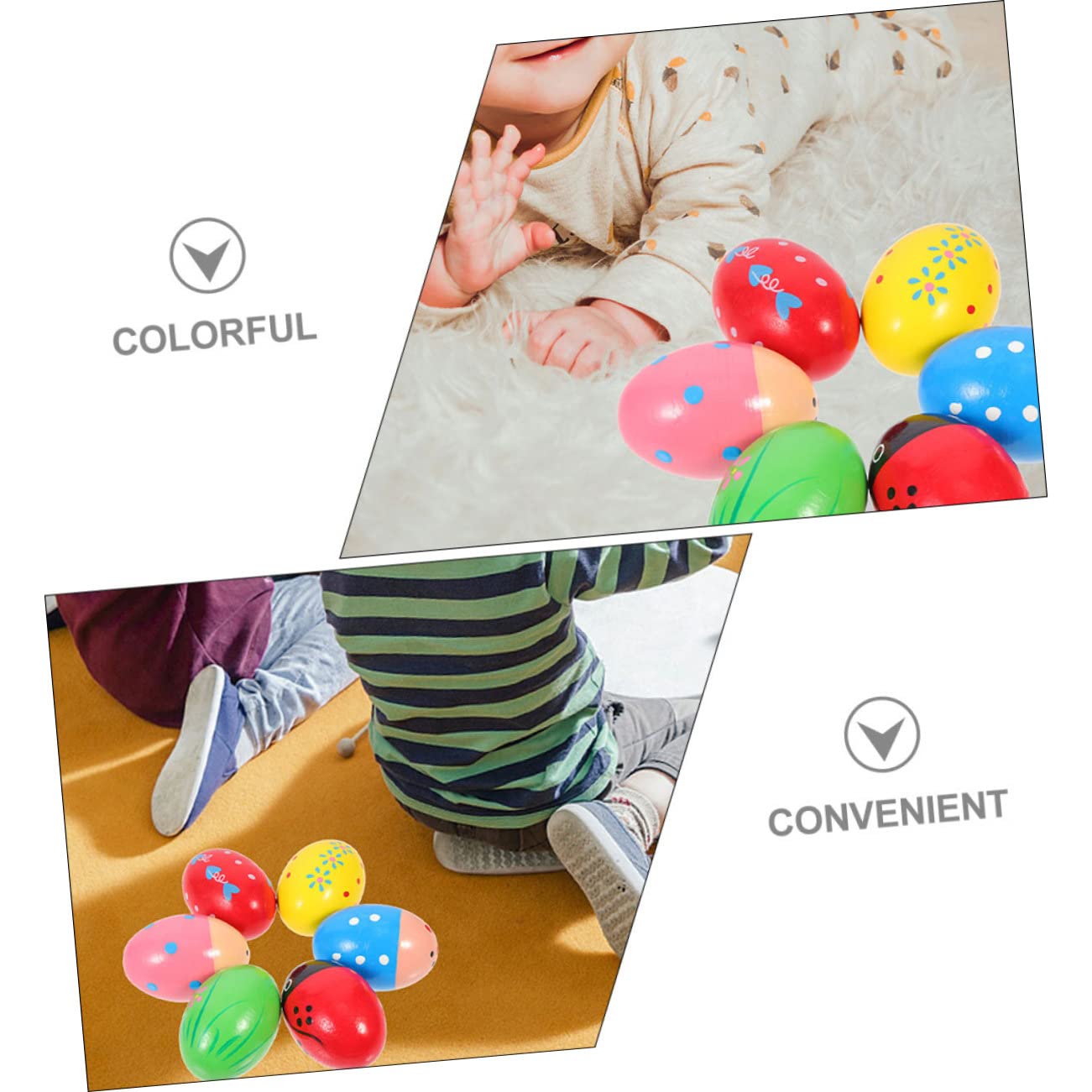 HEMOTON 24-Piece Colorful Sand Egg Shakers - Wooden Maraca Musical Toys for Kids, Perfect for Early Childhood Education, Music Classes & Sensory Play