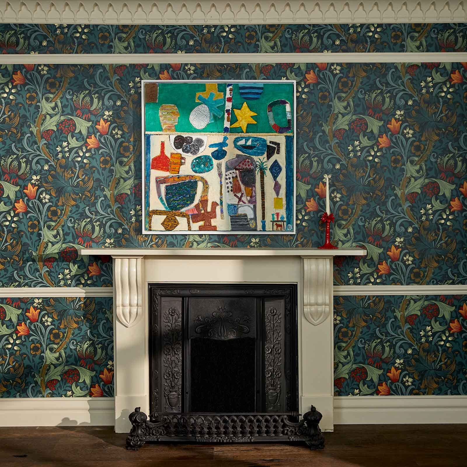 GOLDEN LILY Premium Wallpaper - Midnight Black Elegant Design for Home Decor | Perfect for Living Room, Bedroom & Office Interior Design