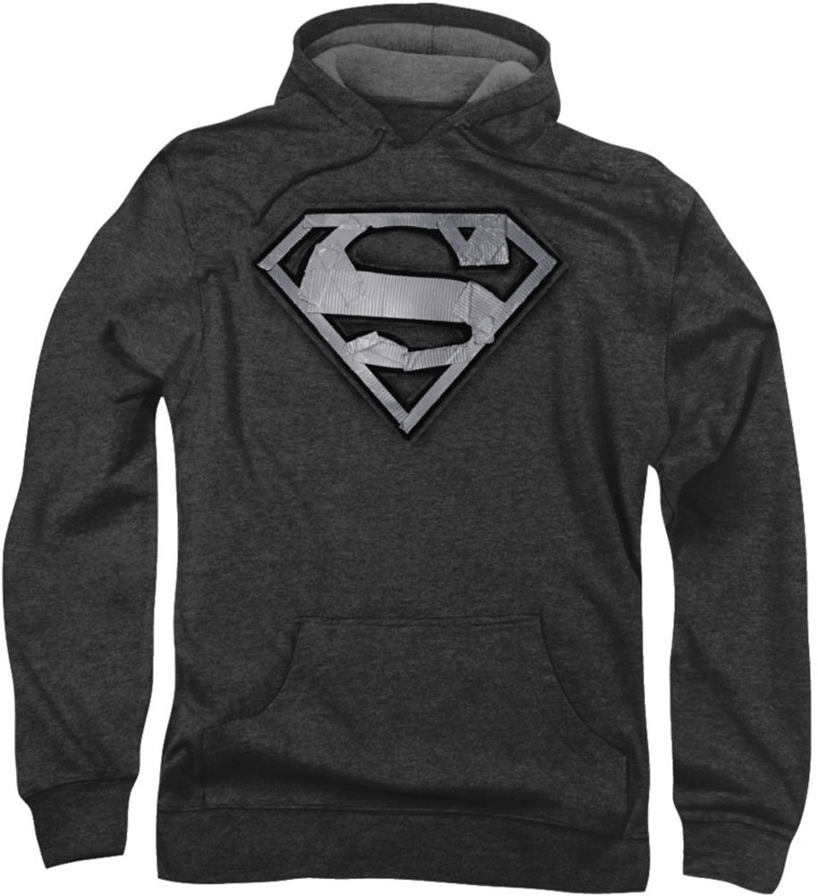 Superman Men's Duct Tape Shield Hoodie - Stylish Superhero Jacket for Cosplay, Halloween & Comic Con