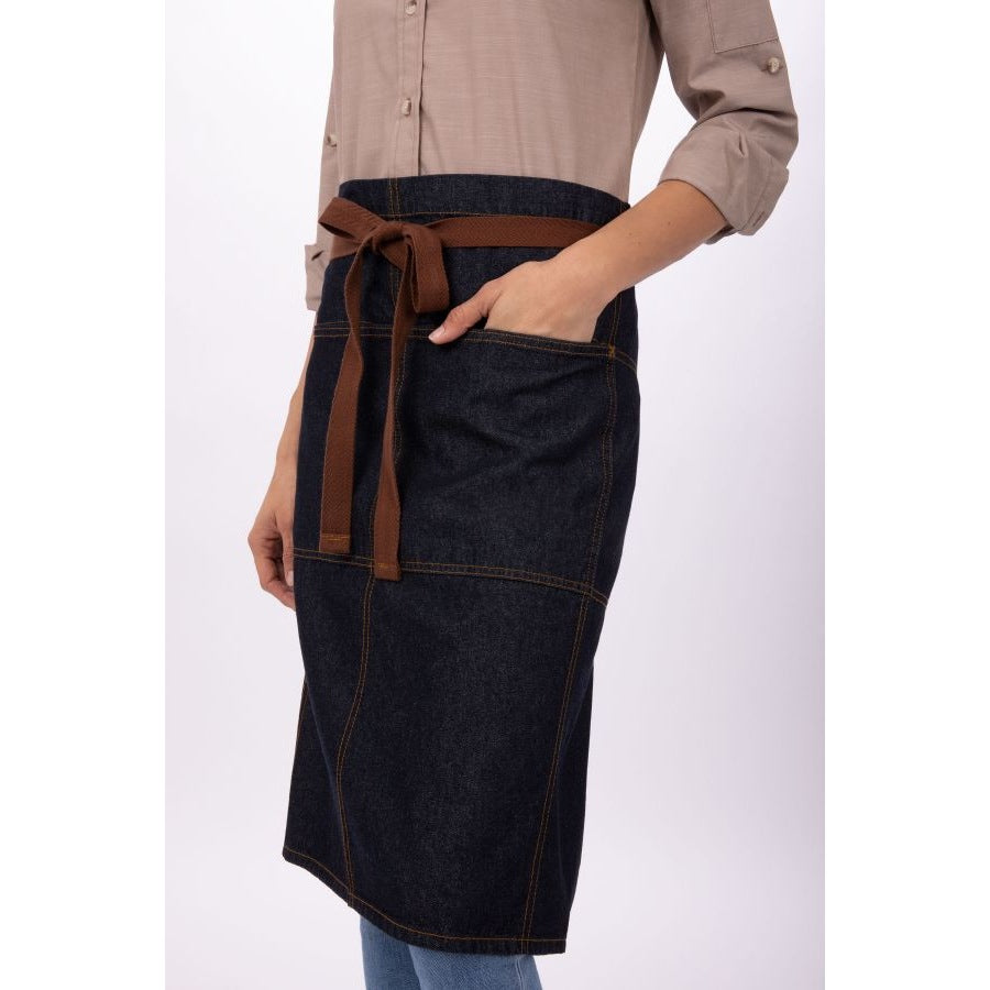 Chef Works AW049IBL Memphis Bistro Apron - Premium Indigo Blue Kitchen Apron for Chefs & Cooking Enthusiasts (32