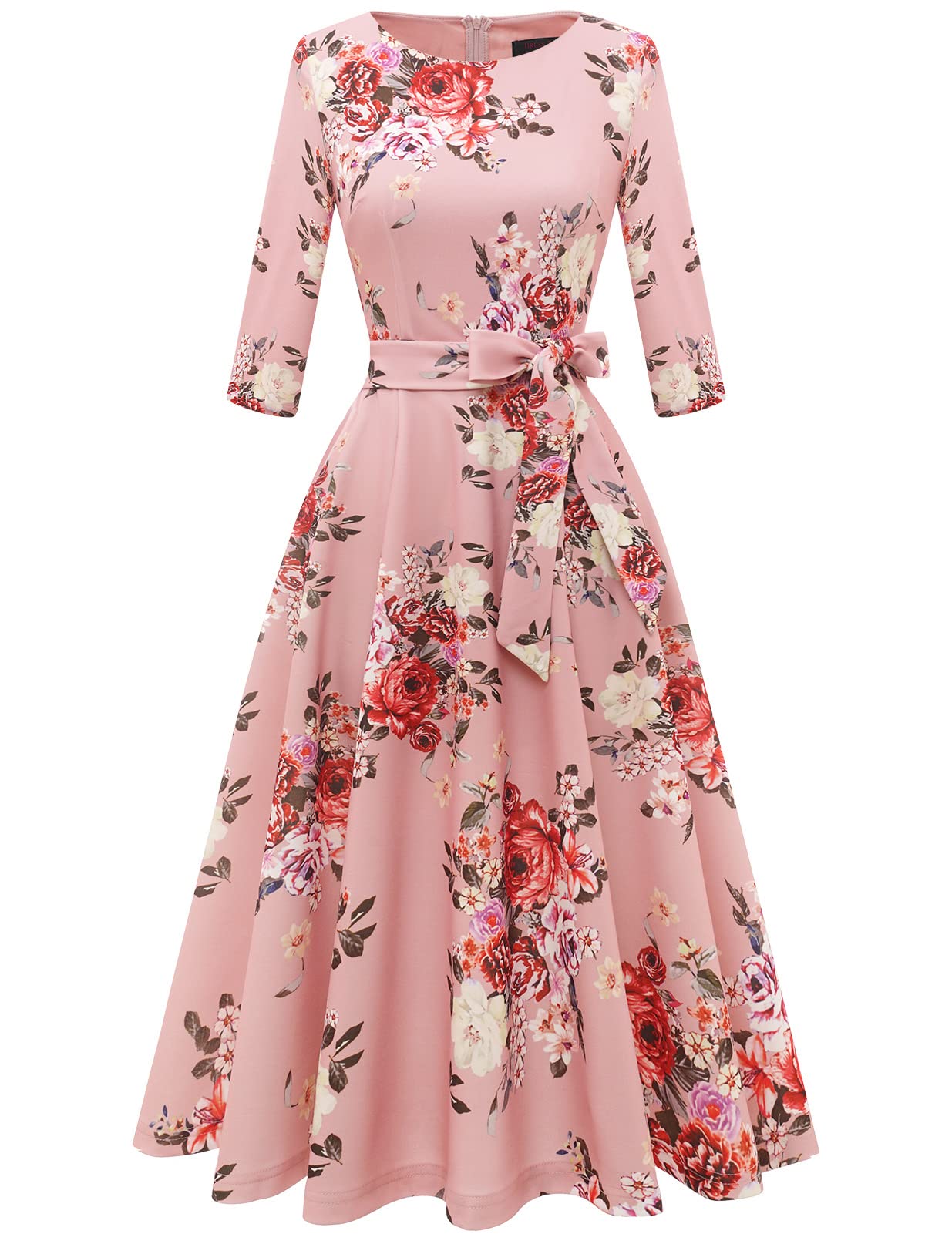 Vintage Cocktail Dresses for Women 2025 - Elegant 3/4 Sleeve Formal Church Dress & Wedding Guest Outfit - Perfect for Spring Weddings, Evening Parties & Special Occasions