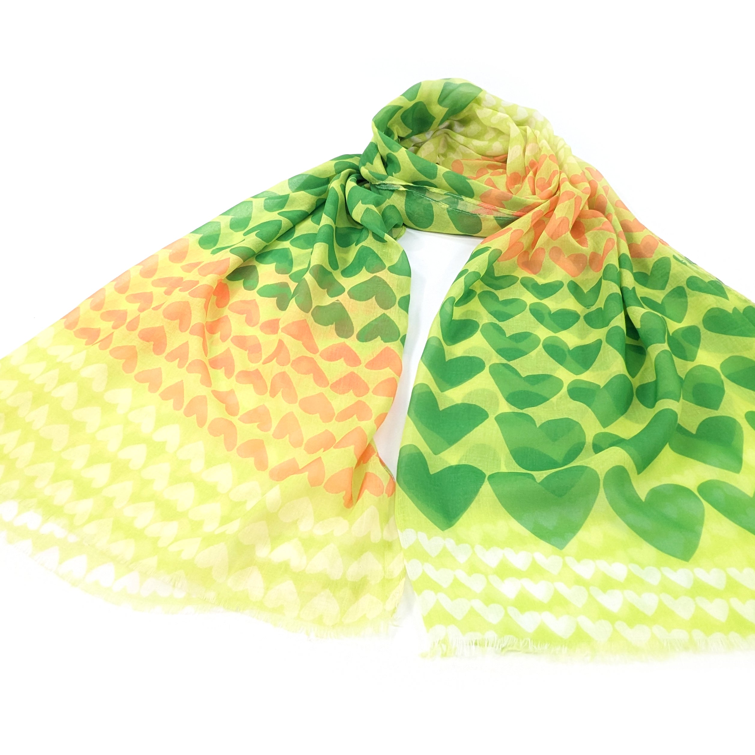 Gradient Heart Scarf - Soft & Stylish Lemon Grass Color (50x180cm) - Perfect for Winter Fashion, Gift Giving & Outdoor Activities