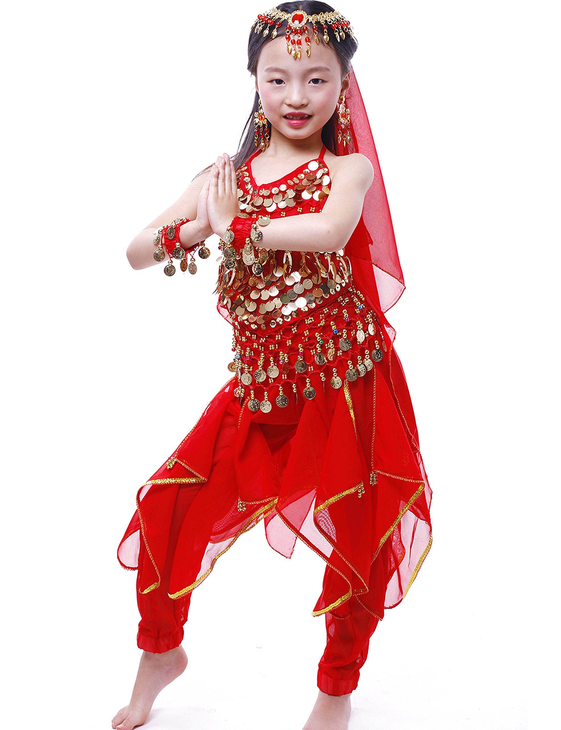 Astage Girls Genie Costume - Indian Belly Dance Arabian Princess Outfit for Halloween, Cosplay & Dress-Up Parties | Perfect for Kids, Teens & Adults