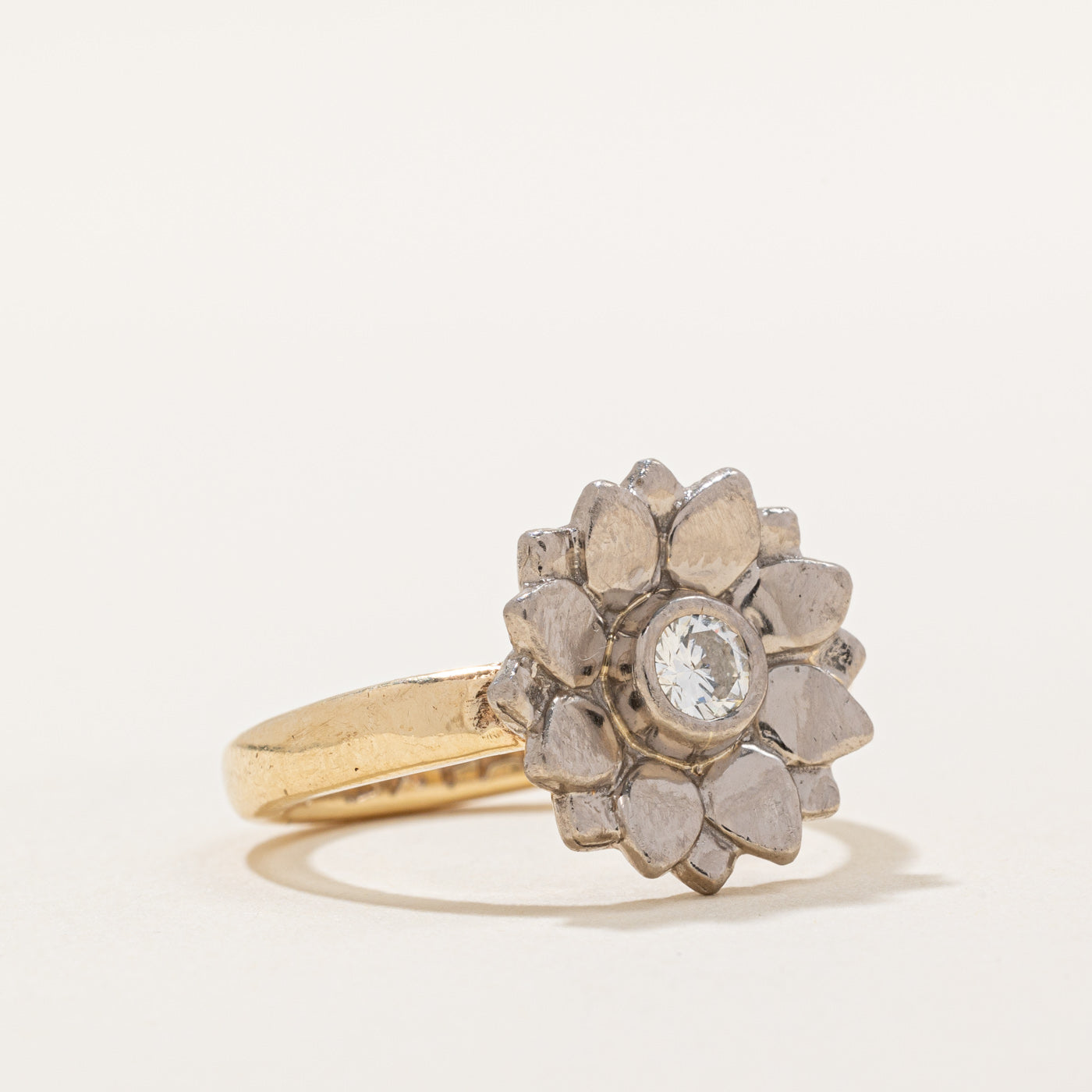 0.18ct Diamond Flower Ring for Women - Size 6.25 - Elegant Floral Engagement & Wedding Band - Perfect for Anniversary, Proposal & Special Occasions